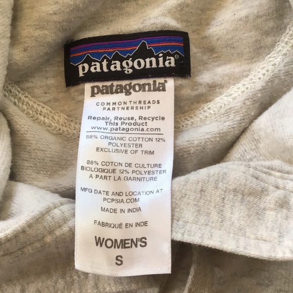 Patagonia Hoodie 3/4 Button Pullover Grey Small Kangaroo Pocket Hood - Picture 2 of 5